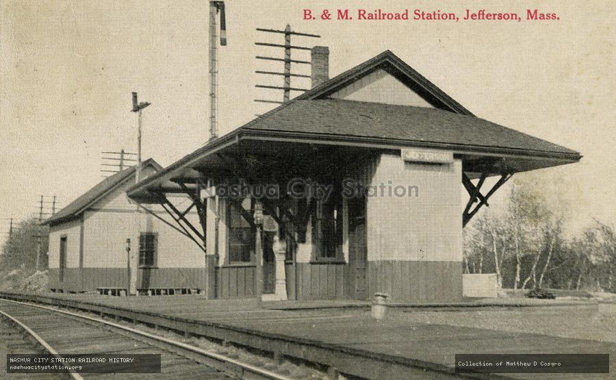 Postcard: Boston & Maine Railroad Station, Jefferson, Massachusetts